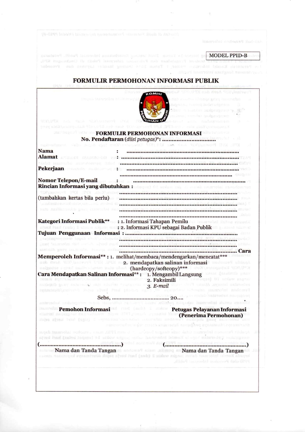 Formulir Permohonan Informasi